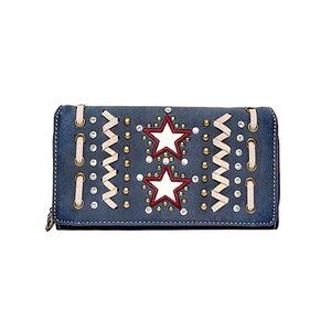 Montana West Fringe Collection Wallet With Cut-Out Stars, Rhinestones And Studs